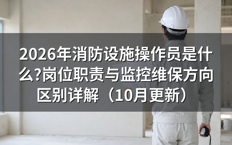 消防设施操作员是什么?岗位主要做哪些事?