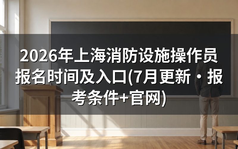 2026年上海消防设施操作员报名时间与官方入口