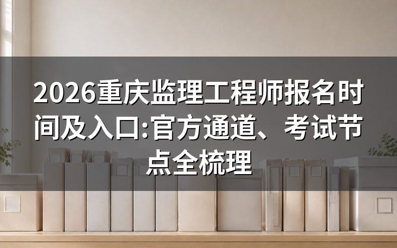 2026年重庆监理工程师报名时间及入口,现在还能报吗?