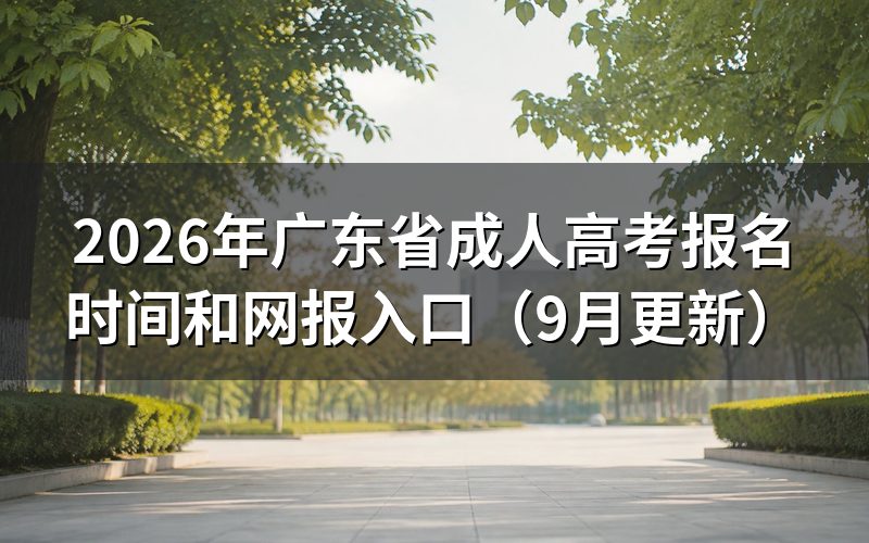 广东省成人高考报名时间和网报入口在哪
