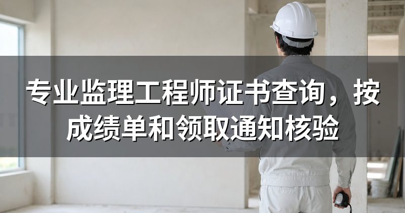 专业监理工程师证书查询,按成绩单和领取通知核验