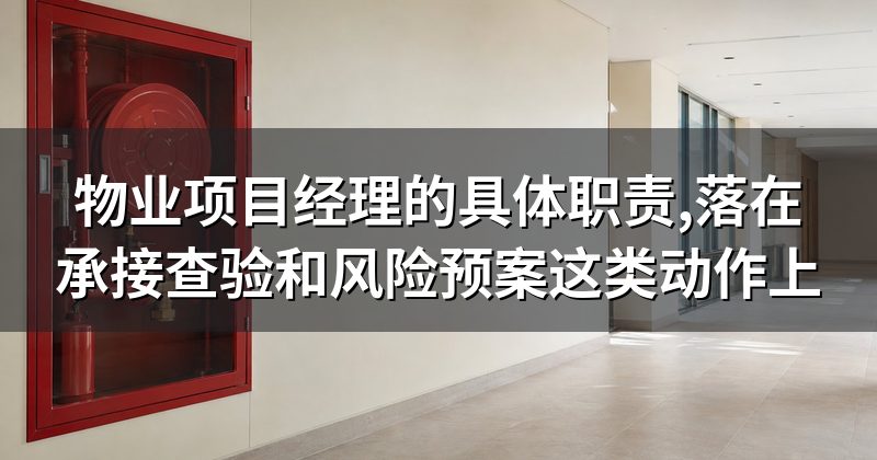 物业项目经理的具体职责,落在承接查验和风险预案这类动作上