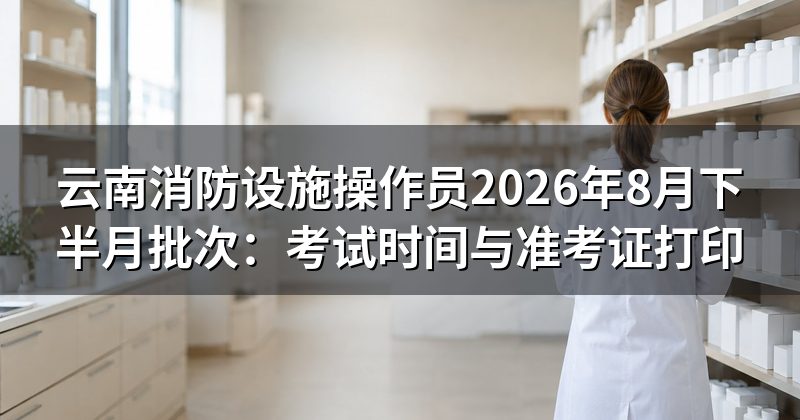云南消防设施操作员2026年8月下半月批次:考试时间与准考证打印