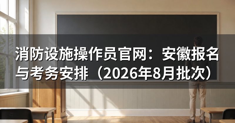 消防设施操作员官网:安徽报名与考务安排(2026年8月批次)