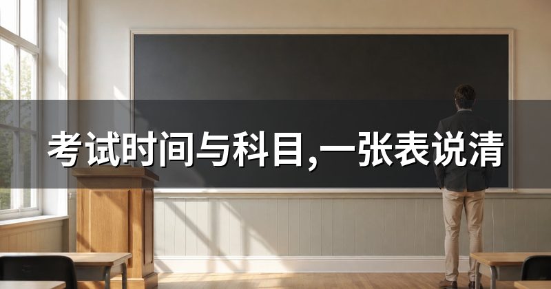 考试时间与科目,一张表说清
