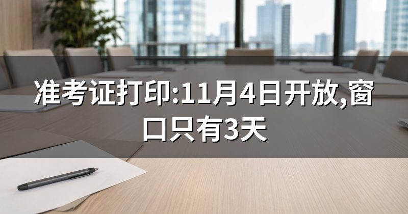 准考证打印:11月4日开放,窗口只有3天