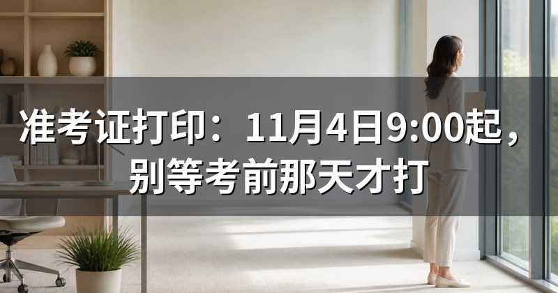 准考证打印:11月4日9:00起,别等考前那天才打
