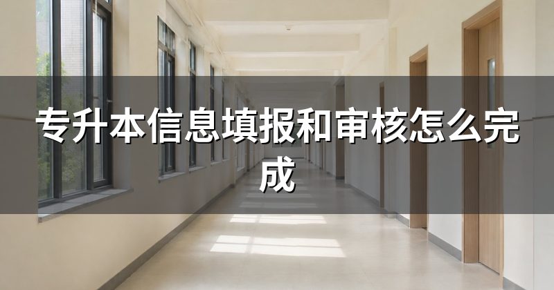 专升本信息填报和审核怎么完成