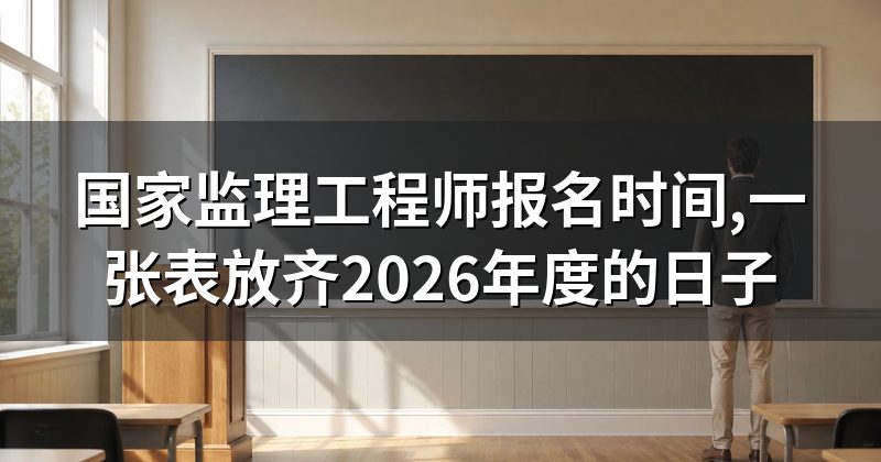 国家监理工程师报名时间,一张表放齐2026年度的日子
