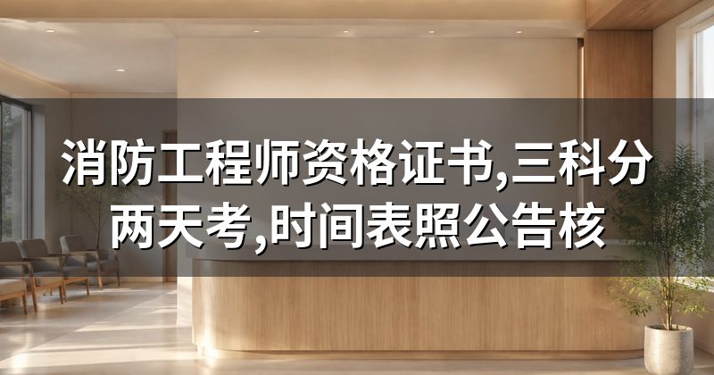 消防工程师资格证书,三科分两天考,时间表照公告核