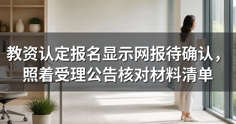 教资认定报名显示网报待确认，照着受理公告核对材料清单