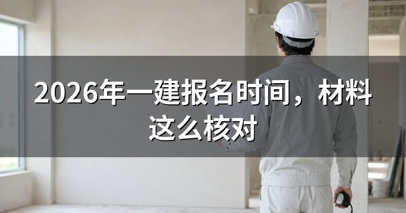 2026年一建报名时间，材料这么核对