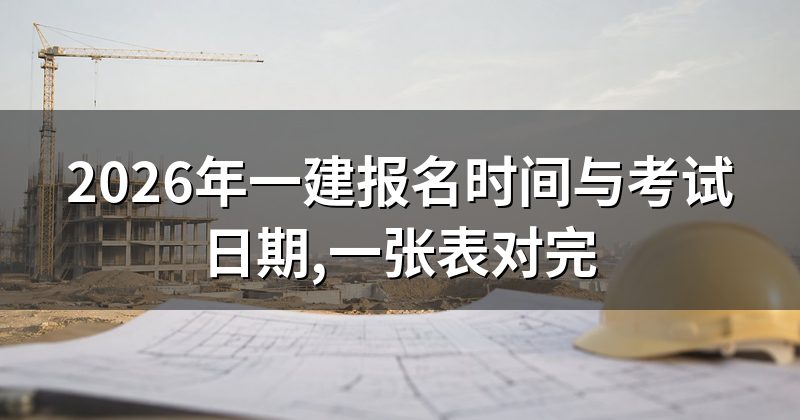 2026年一建报名时间与考试日期,一张表对完