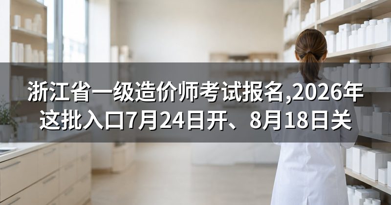 浙江省一级造价师考试报名,2026年这批入口7月24日开、8月18日关