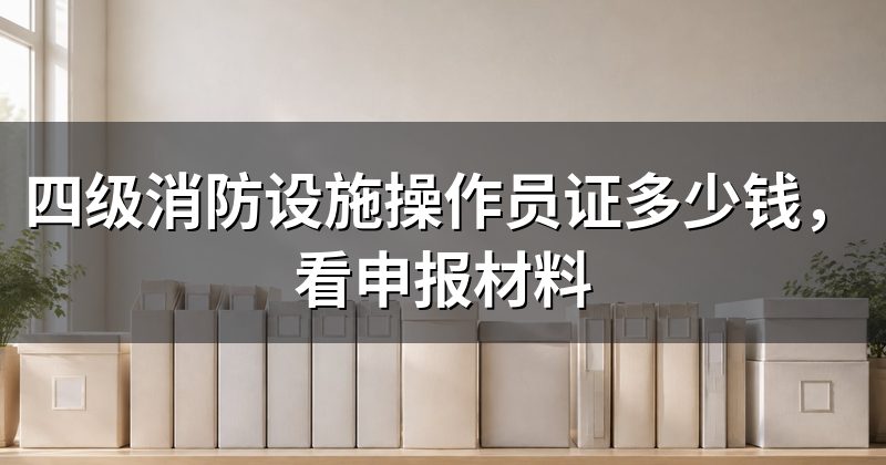 四级消防设施操作员证多少钱,看申报材料